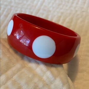 Red Bangle Bracelet with 6 White Polka Dots